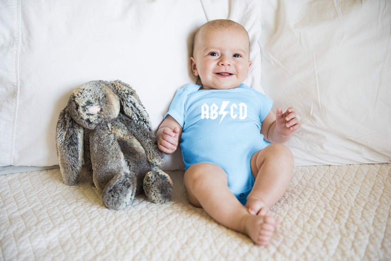 Funnwear ABCD Alphabet Rock And Roll - Funny Baby Essentials Bodysuit - Baby Boy Clothes Newborn Outfits (Newborn, Light Blue) - Image 2